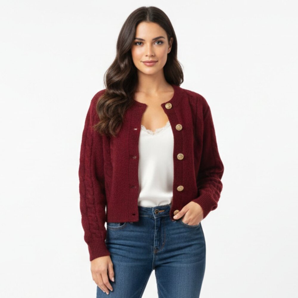 J.Crew Cable-Knit Wool-Alpaca Blend Cardigan Sweater Size XS